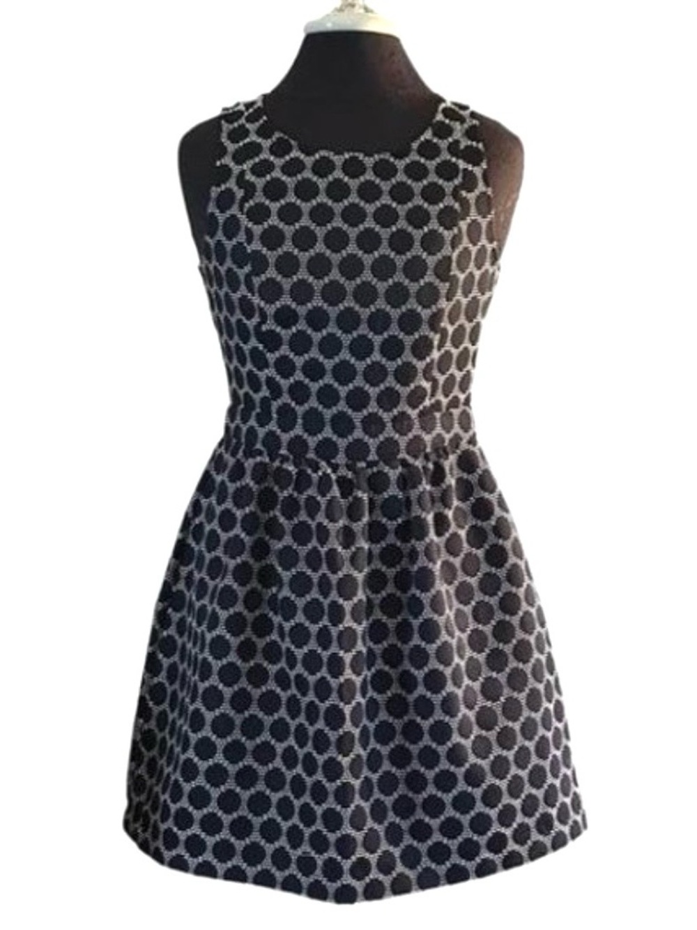 Moonlight Cocktail Dress Size M Mini Black Polka Dot Whimsigoth Fit & Flare